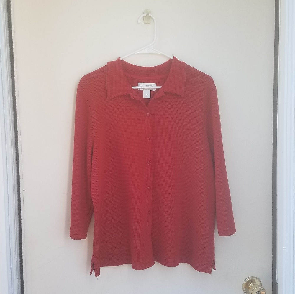 CJ Banks size X button down top